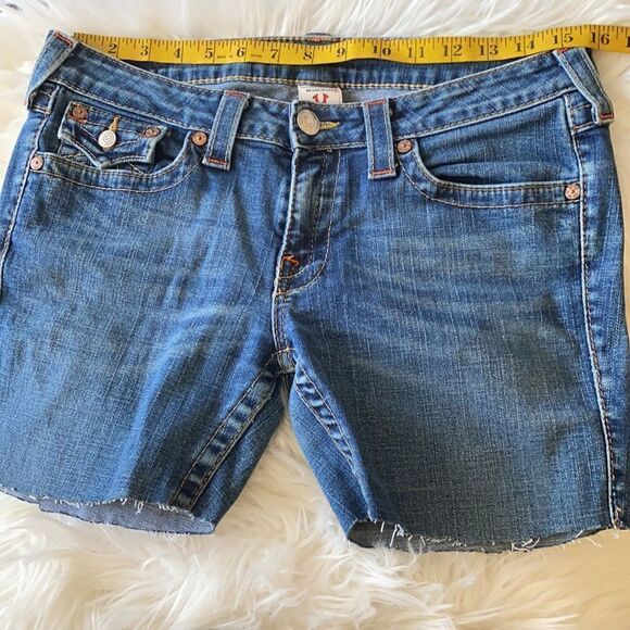 True Religion Joey Man Made Denim Cutoff Shorts - Picture 10 of 13